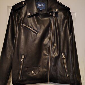 Scoop Faux Leather Moto Bomber Jacket Women's Size Large